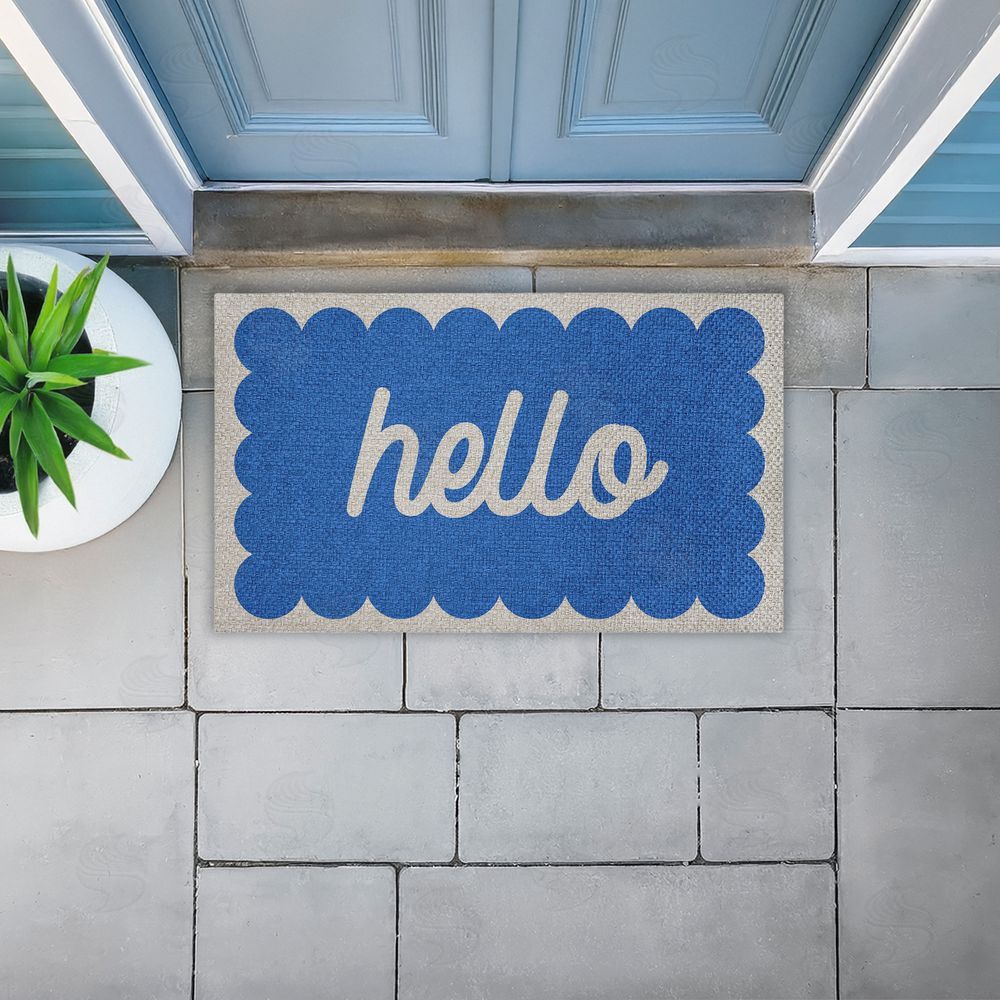 Stupell Studio | Hello Blue Greeting Faux Sisal Door Mat