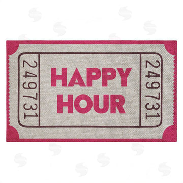 Stupell Studio | Happy Hour Ticket Stub Faux Sisal Door Mat