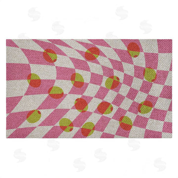 Stupell Studio | Retro Curved Olive Abstract Faux Sisal Door Mat