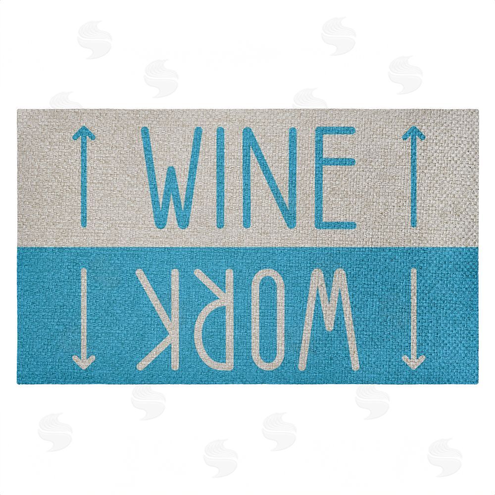 Stupell Studio | Work & Wine Blue Faux Sisal Door Mat