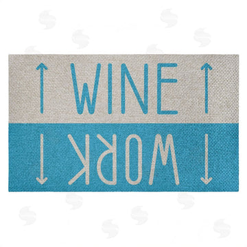 Stupell Studio | Work & Wine Blue Faux Sisal Door Mat