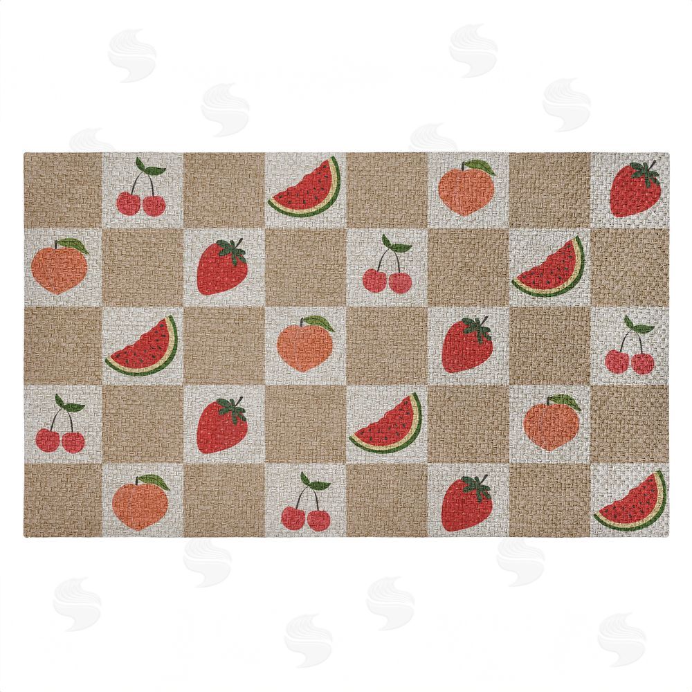 Stupell Studio | Soft Fruits Checkered Faux Sisal Door Mat