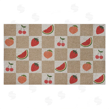 Stupell Studio | Soft Fruits Checkered Faux Sisal Door Mat