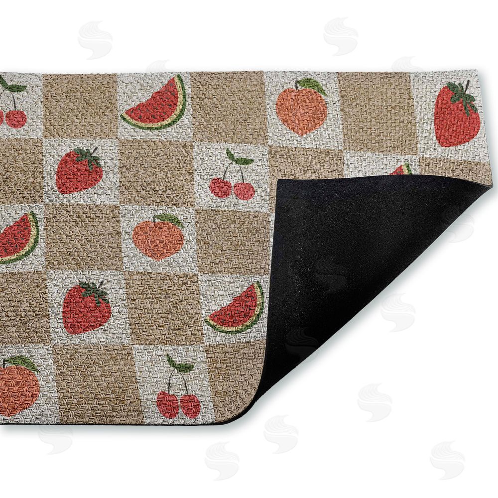 Stupell Studio | Soft Fruits Checkered Faux Sisal Door Mat