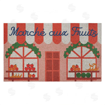 Stupell Studio | Fruit Stand Awning Storefront Faux Sisal Door Mat