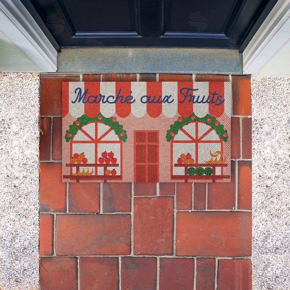 Stupell Studio | Fruit Stand Awning Storefront Faux Sisal Door Mat