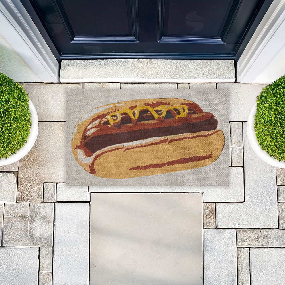 Stupell Studio | Kitchen Pop Style Hotdog Faux Sisal Door Mat