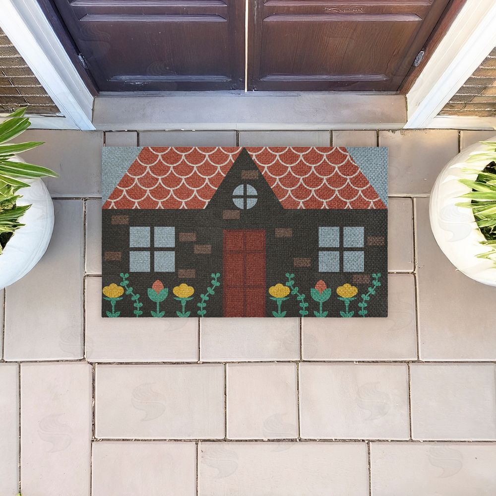 Stupell Studio | Quaint Brick Cottage Faux Sisal Door Mat
