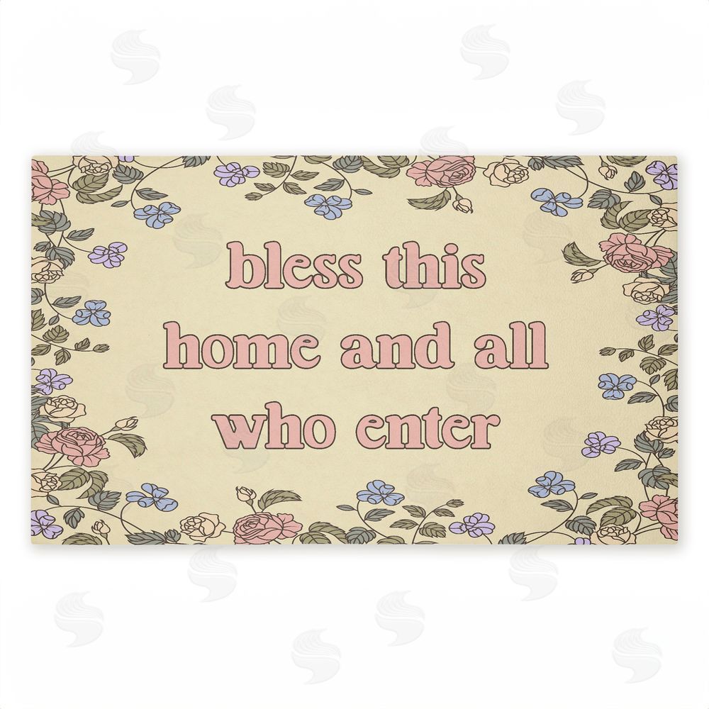 Stupell Studio | Bless This Home Florals Non-Woven Door Mat