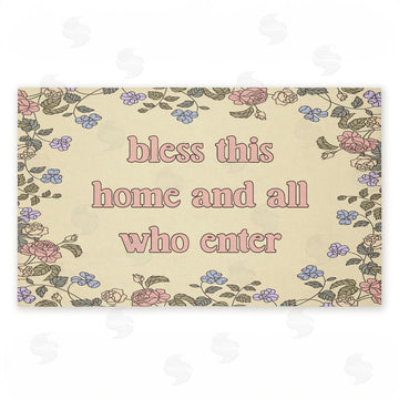 Stupell Studio | Bless This Home Florals Non-Woven Door Mat