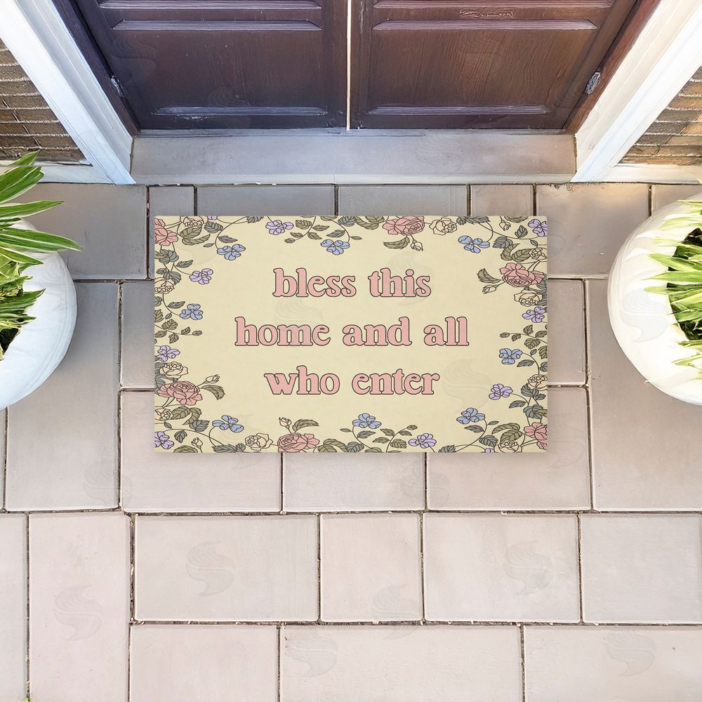 Stupell Studio | Bless This Home Florals Non-Woven Door Mat