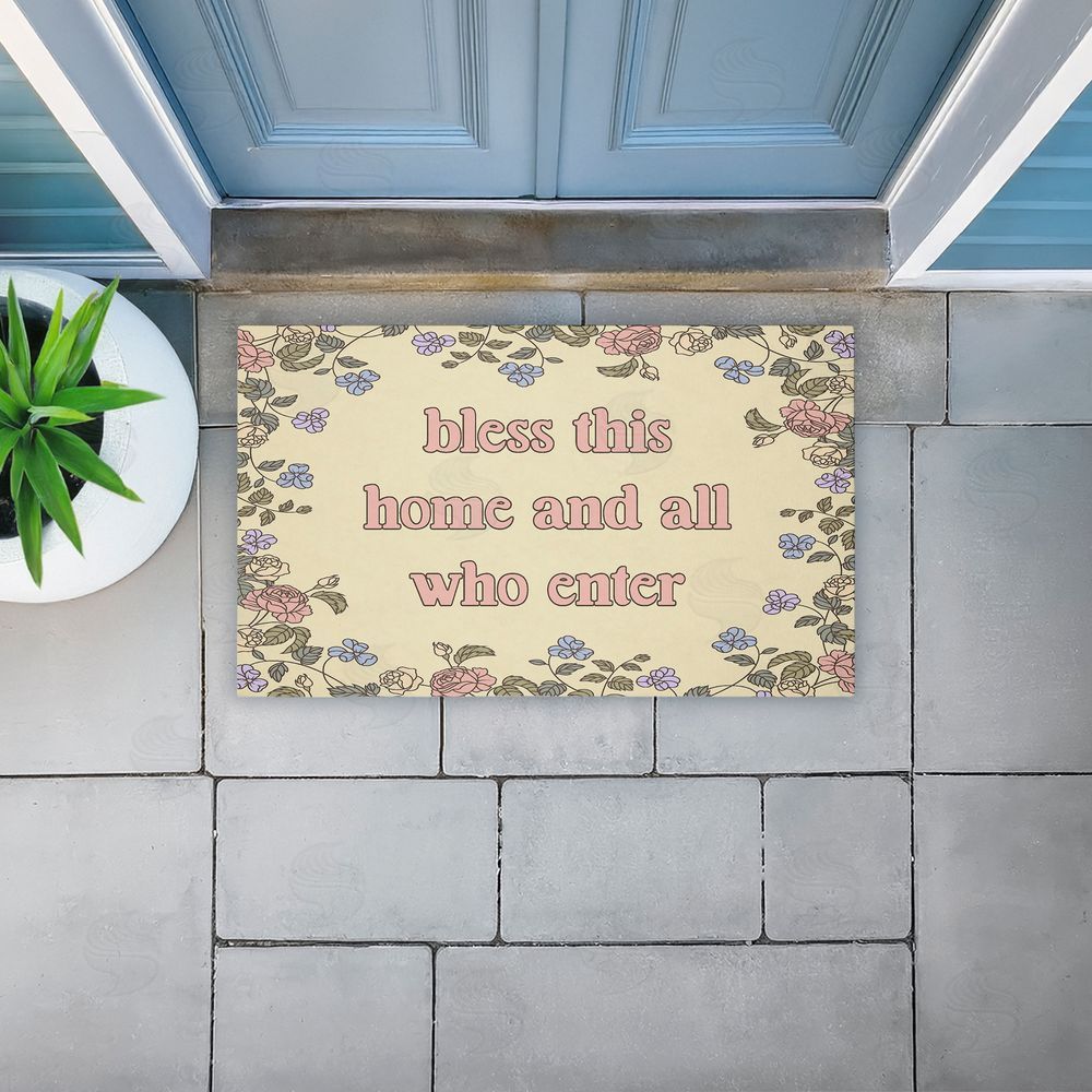 Stupell Studio | Bless This Home Florals Non-Woven Door Mat