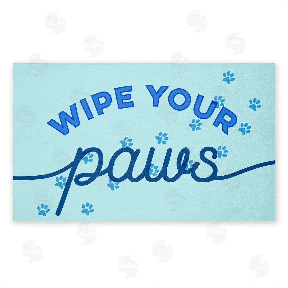 Stupell Studio | Wipe Your Paws on Blue Non-Woven Door Mat