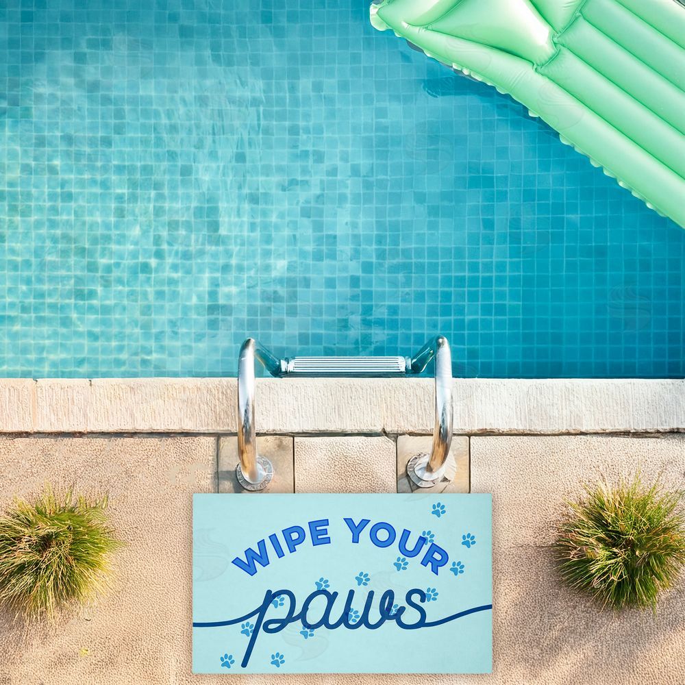 Stupell Studio | Wipe Your Paws on Blue Non-Woven Door Mat