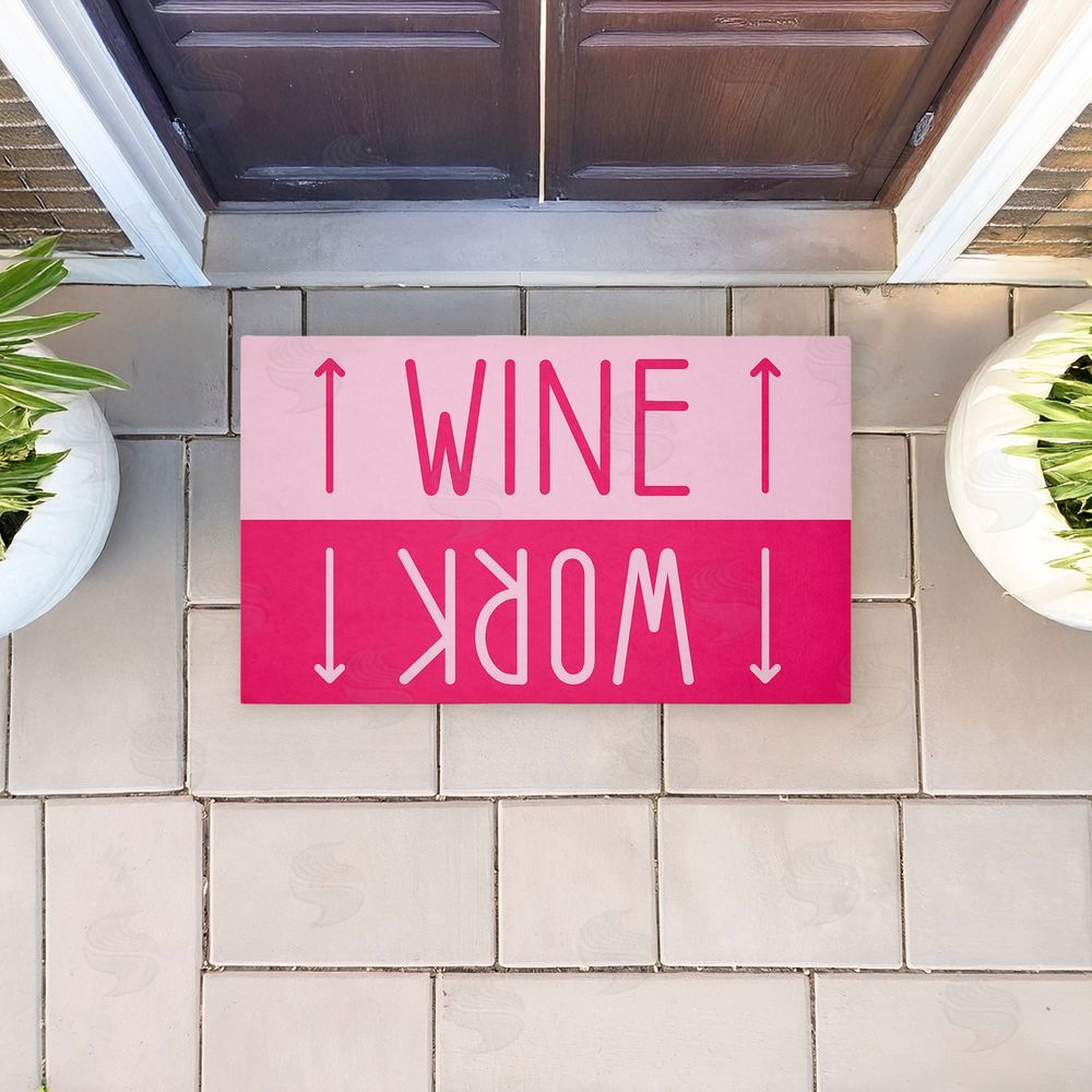 Stupell Studio | Work & Wine Pink Non-Woven Door Mat