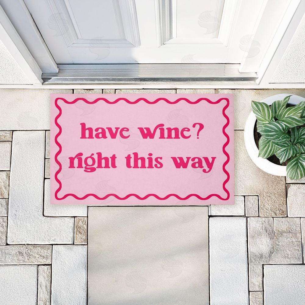 Stupell Studio | Pink Have Wine Greeting Non-Woven Door Mat