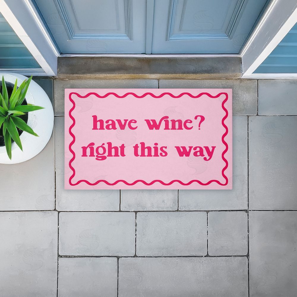 Stupell Studio | Pink Have Wine Greeting Non-Woven Door Mat