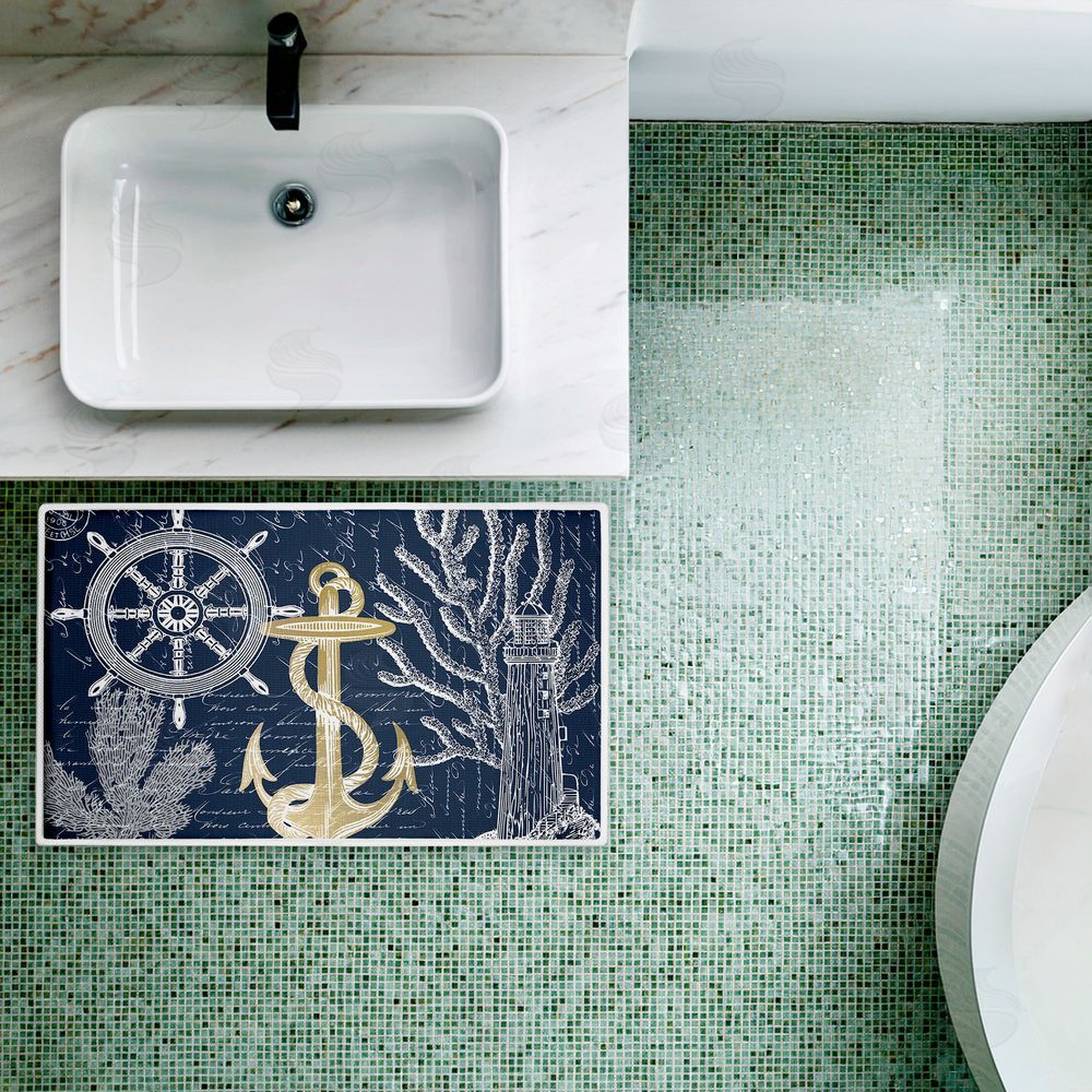 Kim Allen | Vintage Nautical Sea Letters Plush Bath Mat