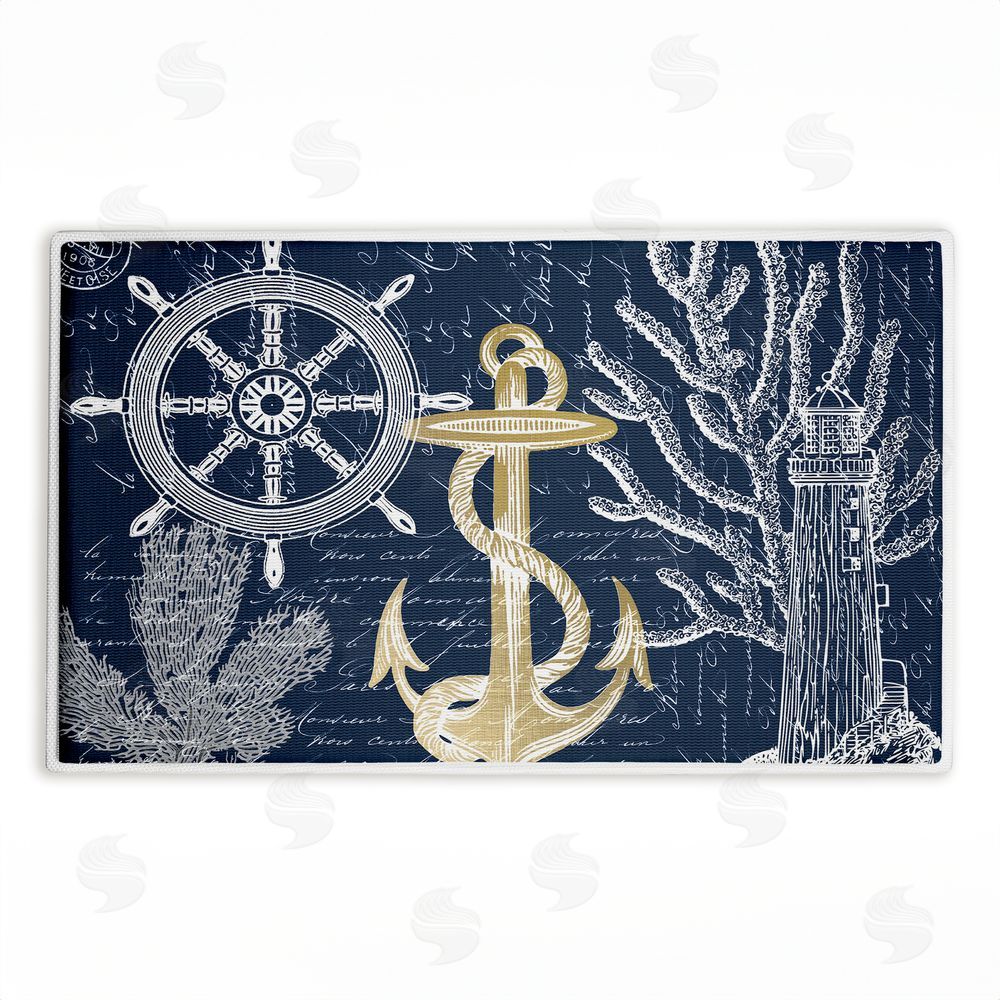 Kim Allen | Vintage Nautical Sea Letters Plush Bath Mat