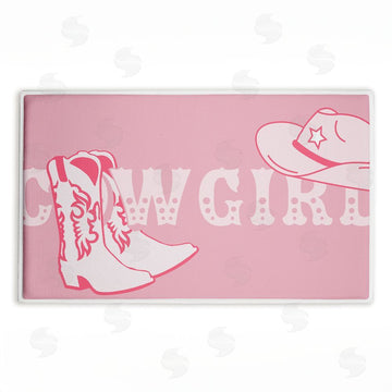 Corinne Rose Designs | Pink Feminine Dancing Cowgirl Plush Bath Mat