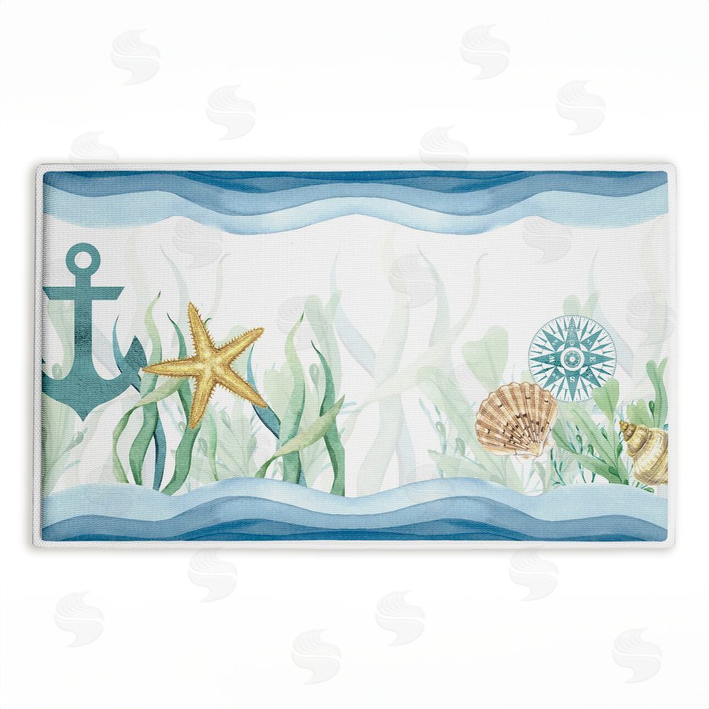 Kim Allen | Bayside Sea Life & Waves Plush Bath Mat