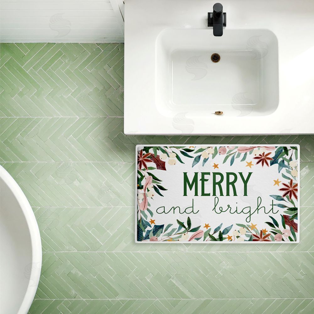 Kim Allen | Merry And Bright Seasonal Florals Plush Bath Mat