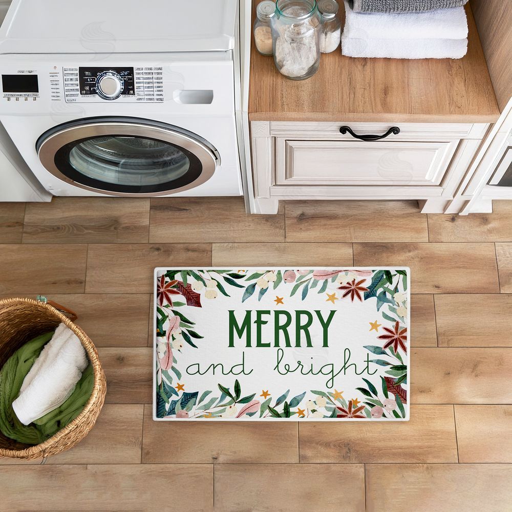 Kim Allen | Merry And Bright Seasonal Florals Plush Bath Mat