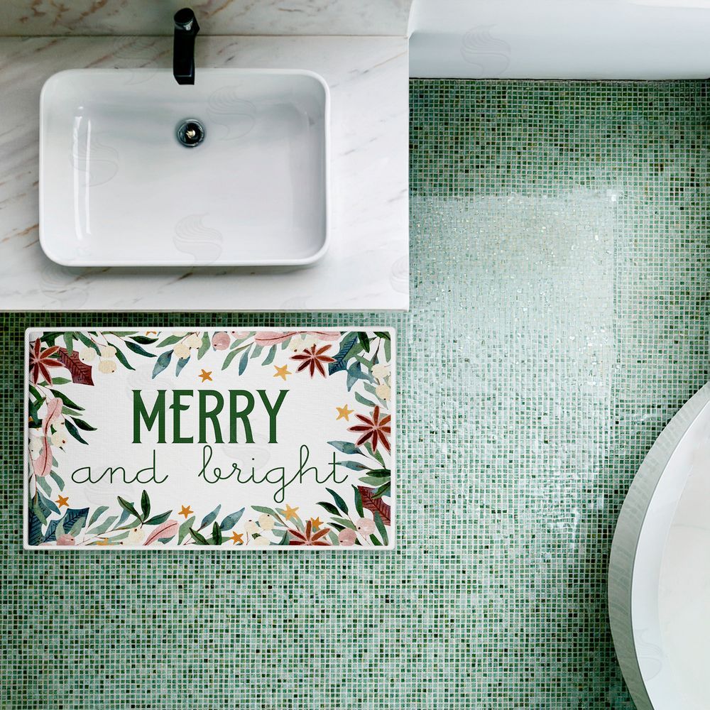 Kim Allen | Merry And Bright Seasonal Florals Plush Bath Mat