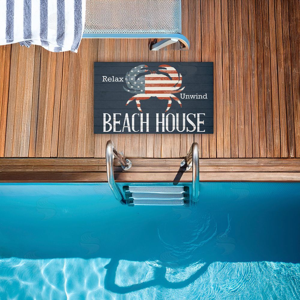 Kim Allen | Relax Unwind Patriotic Beach House Non-Woven Door Mat