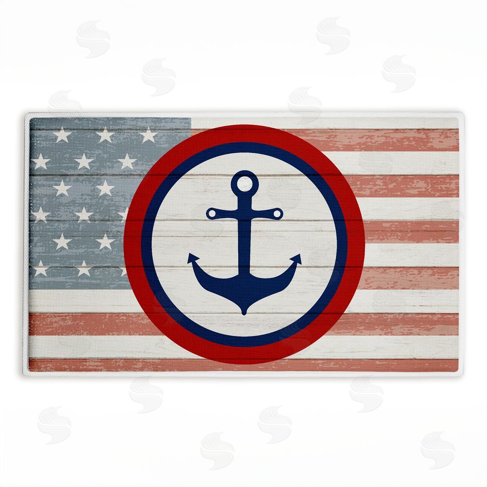 Kim Allen | Nautical Flag with Anchor Plush Bath Mat