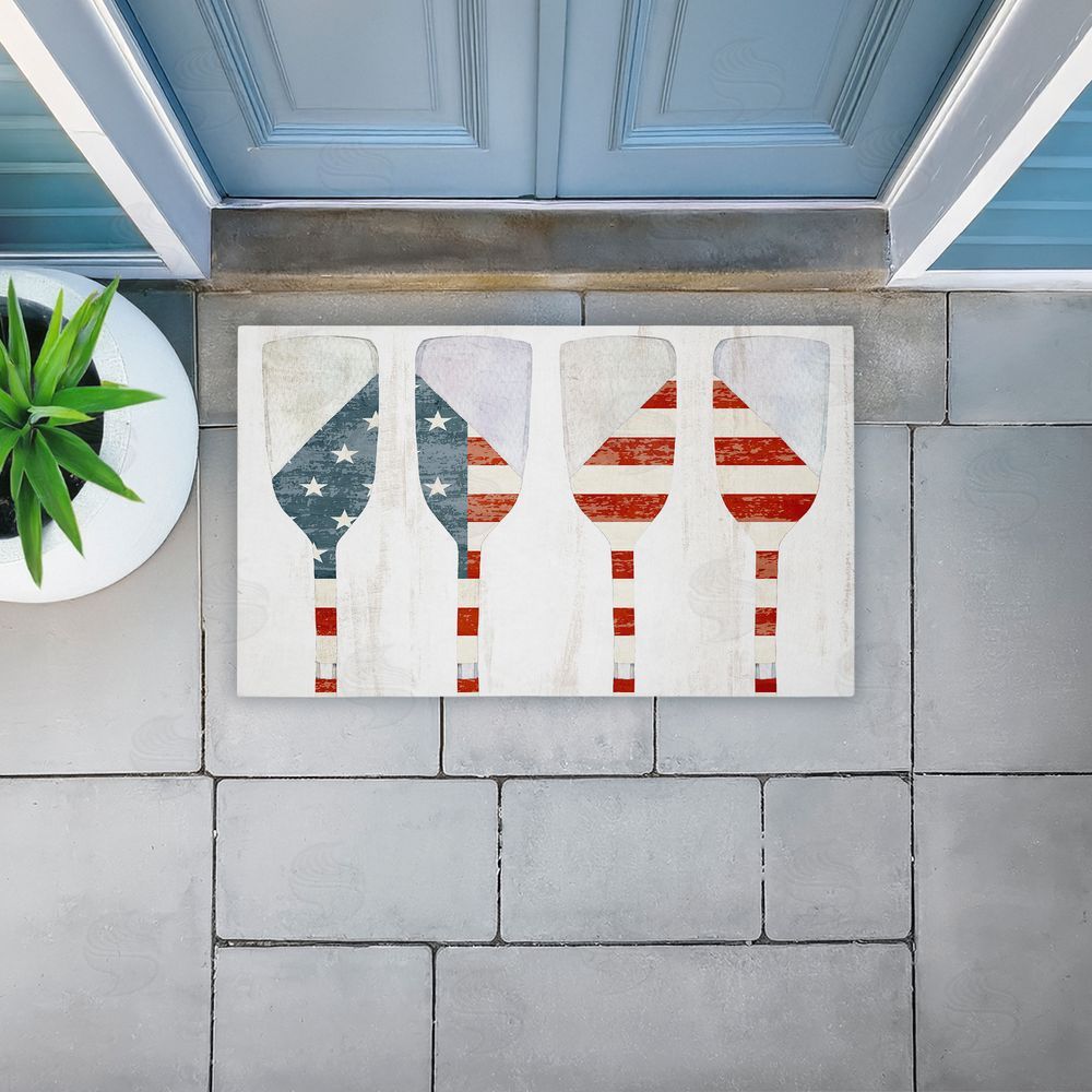 Kim Allen | Patriotic Flag Boat Paddles Non-Woven Door Mat