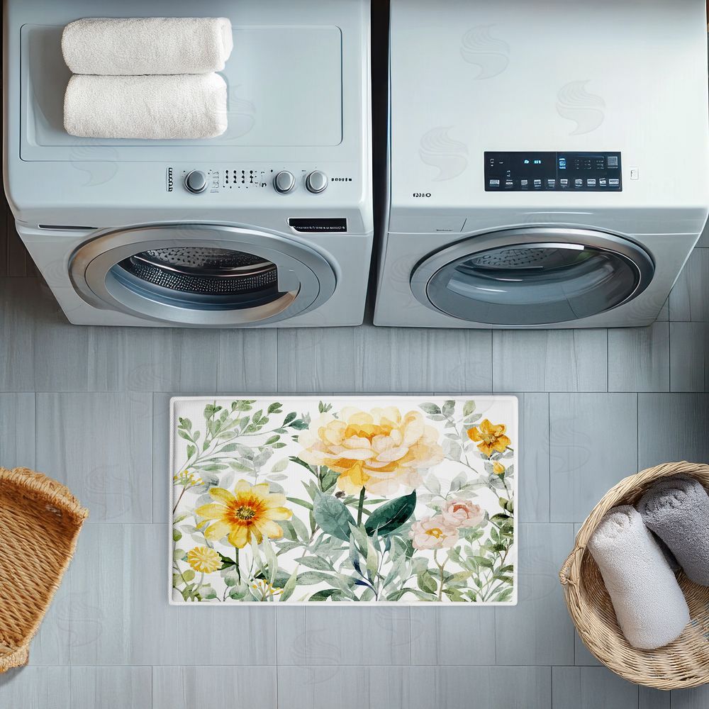 Kim Allen | Yellow Flower Garden Plush Bath Mat
