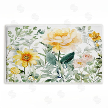 Kim Allen | Yellow Flower Garden Plush Bath Mat