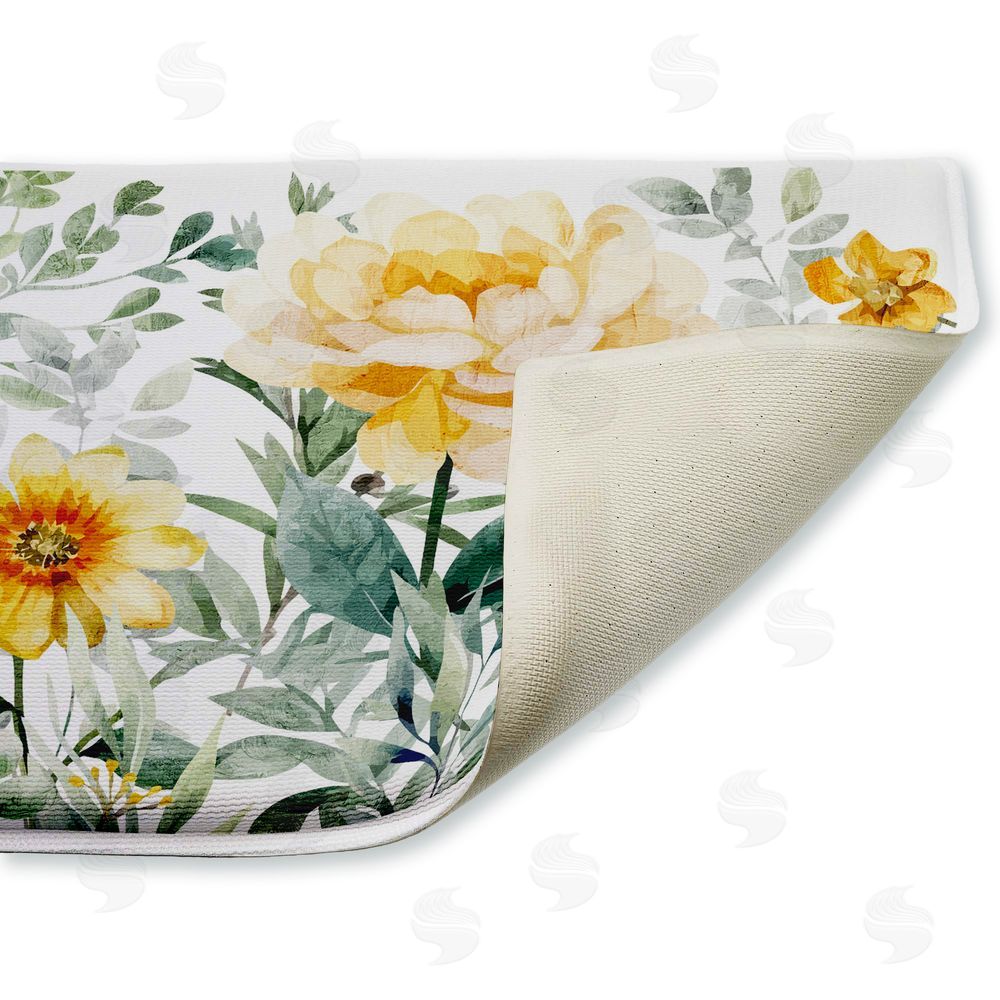 Kim Allen | Yellow Flower Garden Plush Bath Mat