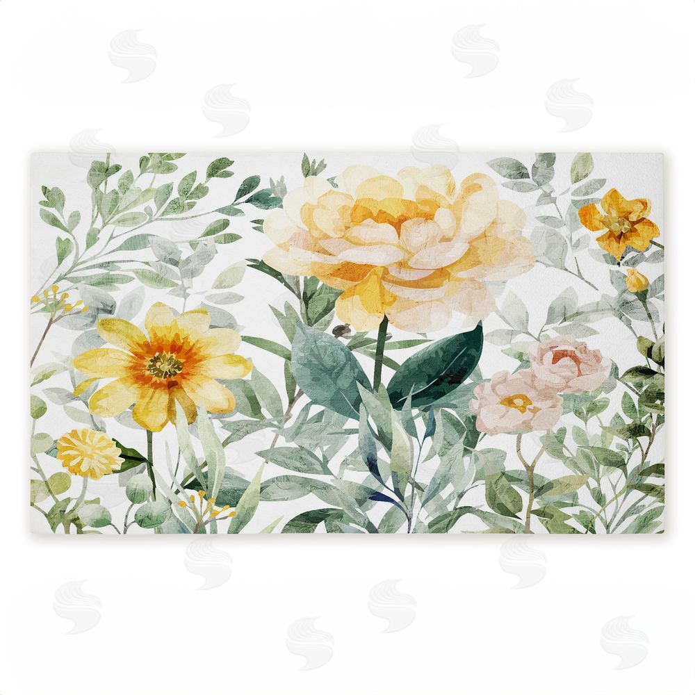 Kim Allen | Yellow Flower Garden Non-Woven Door Mat