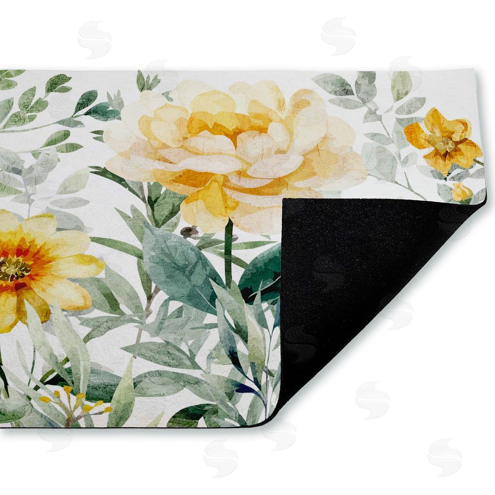 Kim Allen | Yellow Flower Garden Non-Woven Door Mat