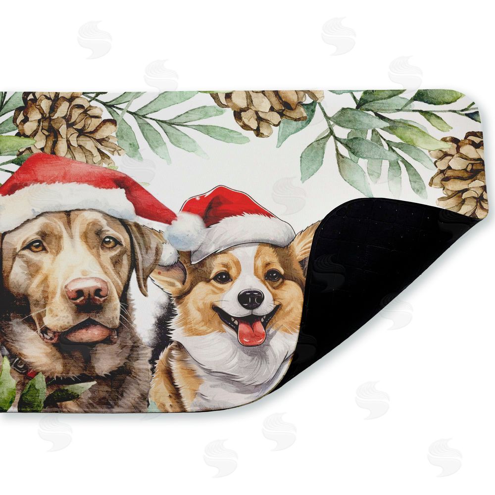 Kim Allen | Three Christmas Hat Dogs Anti-Fatigue Mat