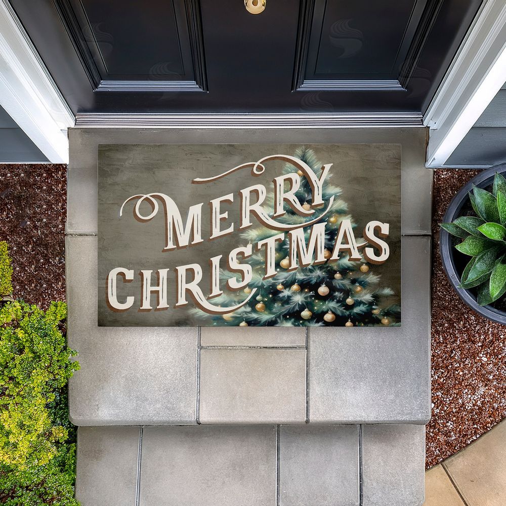 Kim Allen | Vintage Merry Christmas Greeting Non-Woven Door Mat