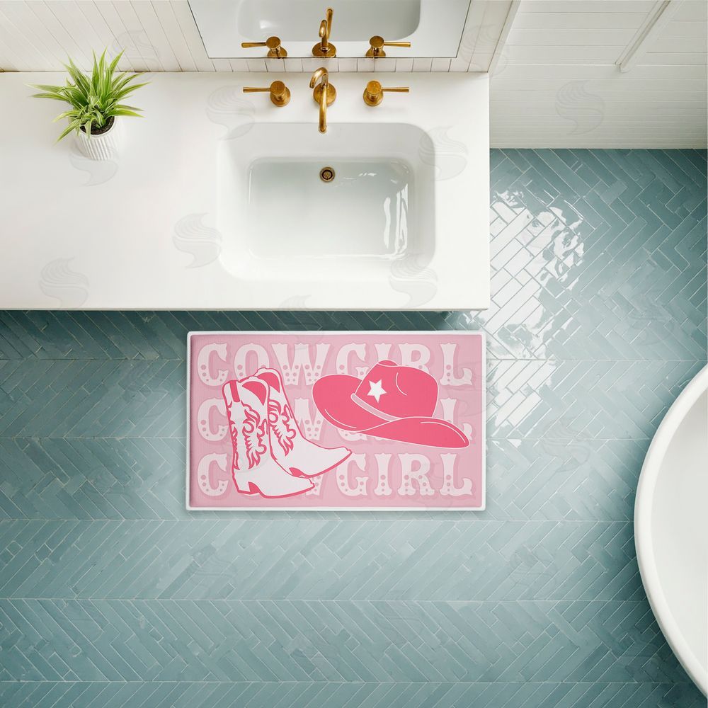 Corinne Rose Designs | Pink Pastel Cowgirl Plush Bath Mat
