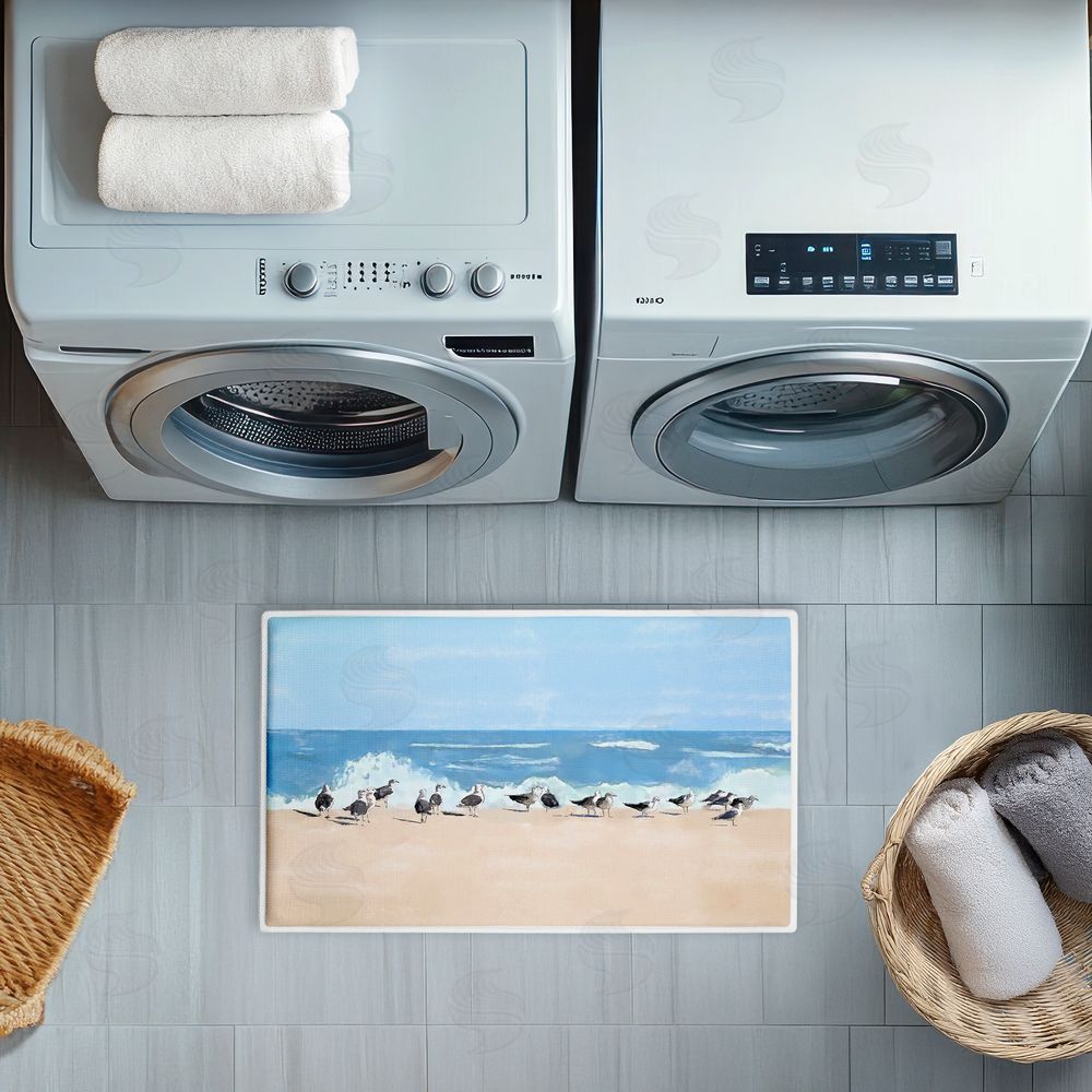 Jeff Pica | Sunny Beach Day Birds Plush Bath Mat