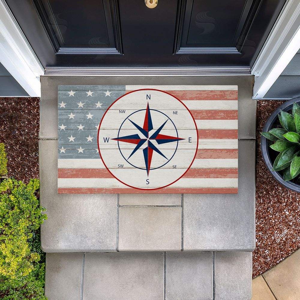 Kim Allen | Nautical Flag with Compass Non-Woven Door Mat