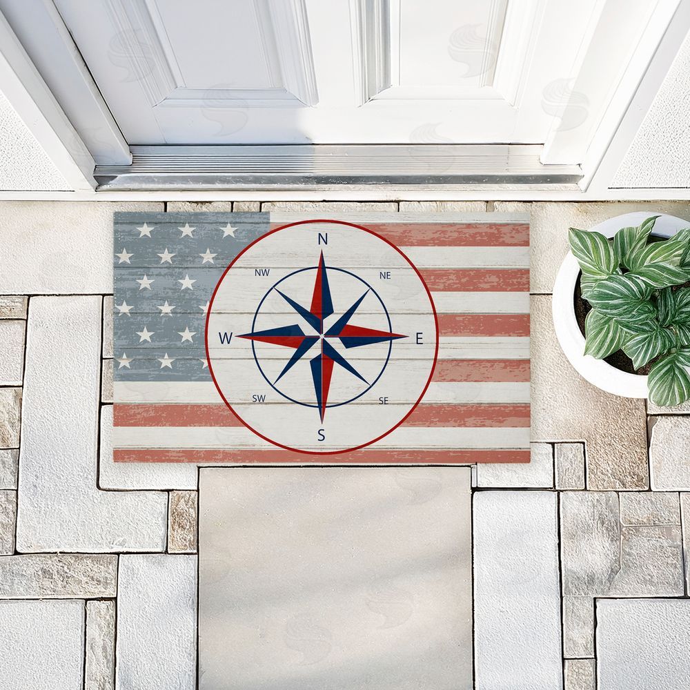 Kim Allen | Nautical Flag with Compass Non-Woven Door Mat