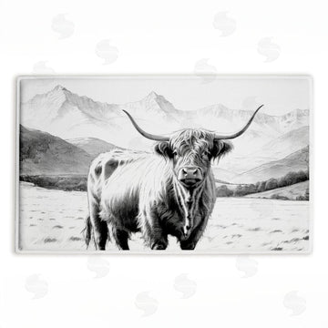 Kim Allen | Highland Sketch in Mountains Plush Bath Mat