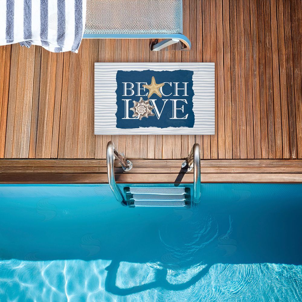 Kim Allen | Beach Love over Stripes Non-Woven Door Mat