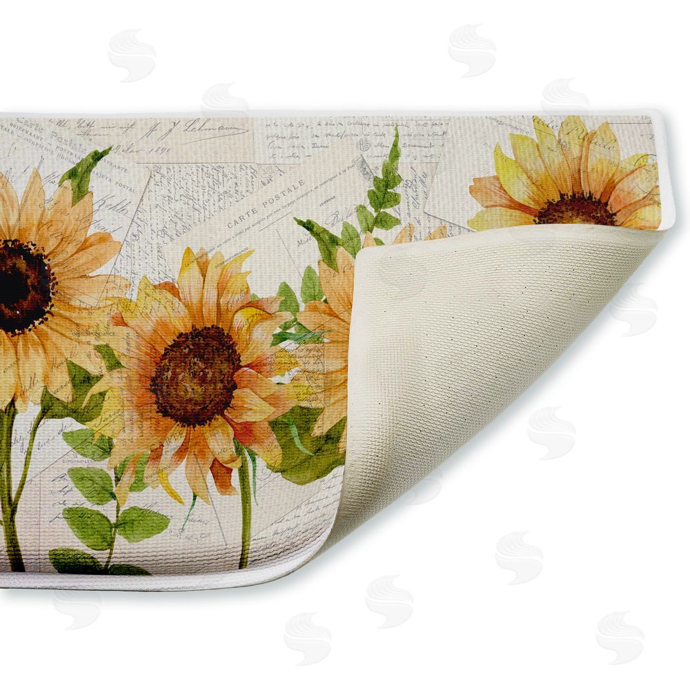 Kim Allen | Sunflowers & Vintage Letter Mail Plush Bath Mat