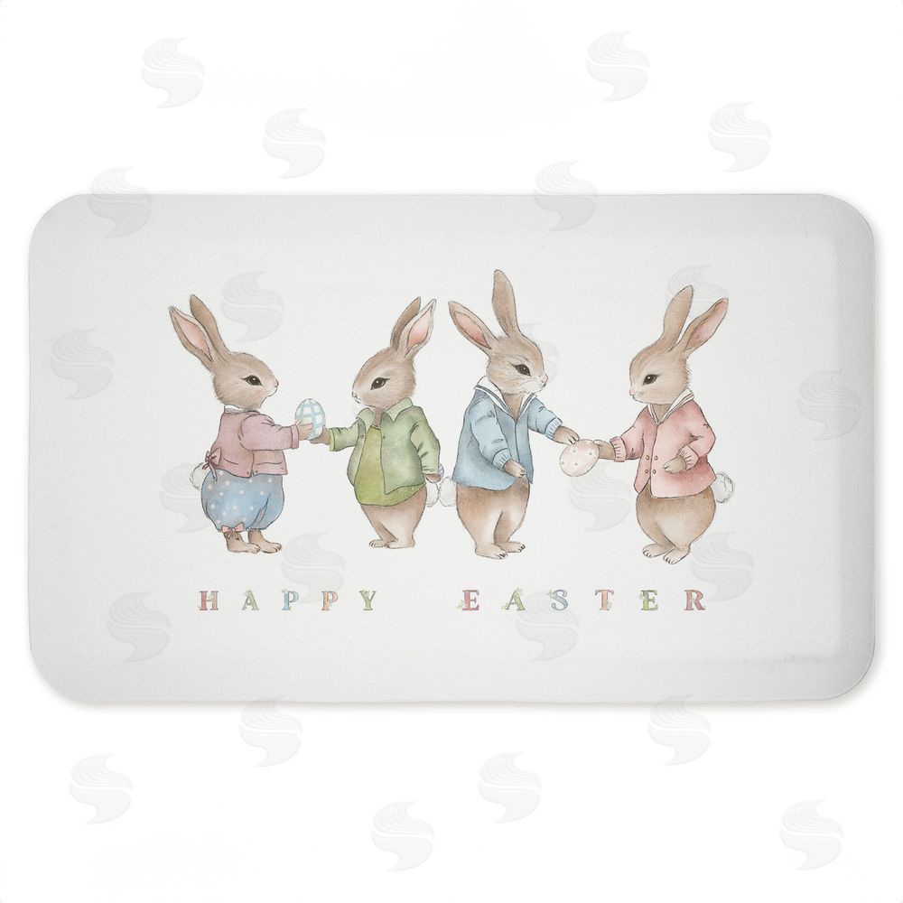 Leah Straatsma | Minimal Happy Easter Bunnies Anti-Fatigue Mat