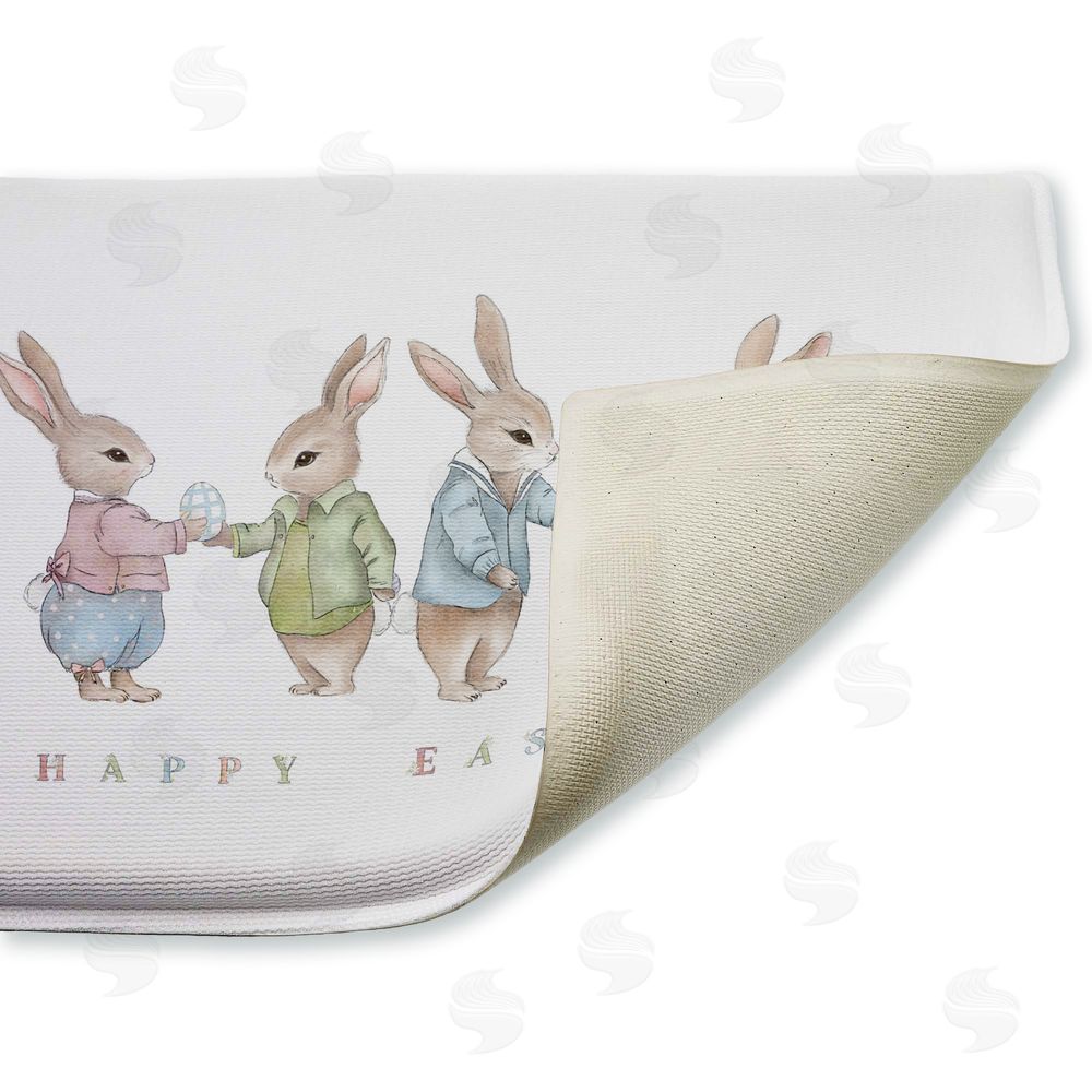 Leah Straatsma | Minimal Happy Easter Bunnies Plush Bath Mat