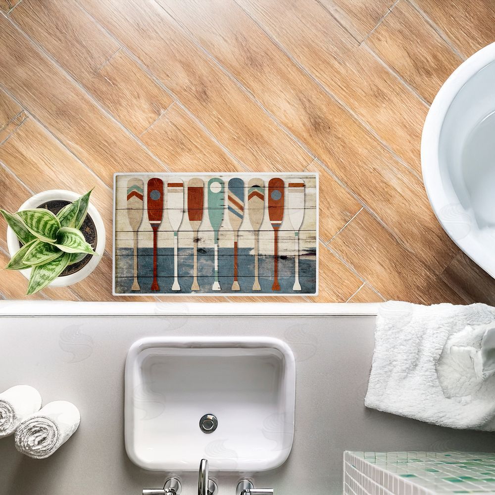 Milli Villa | Various Rustic Oars Patterns Plush Bath Mat