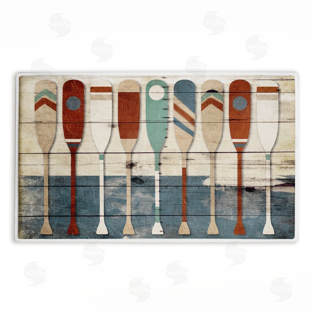 Milli Villa | Various Rustic Oars Patterns Plush Bath Mat