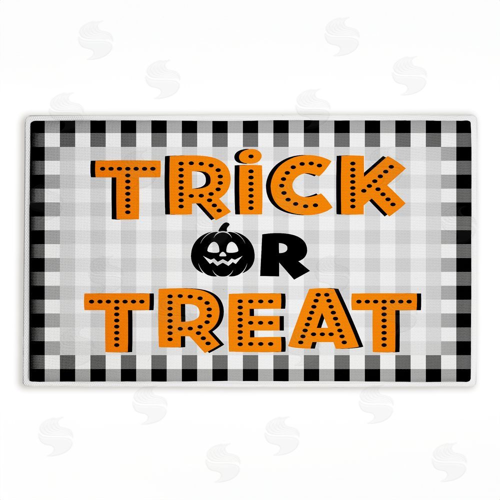 Marcus Prime | Trick Or Treat over Gingham Plush Bath Mat